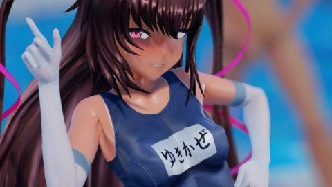 对魔忍系列雪风双马尾泳装3D劲舞MMD精选
