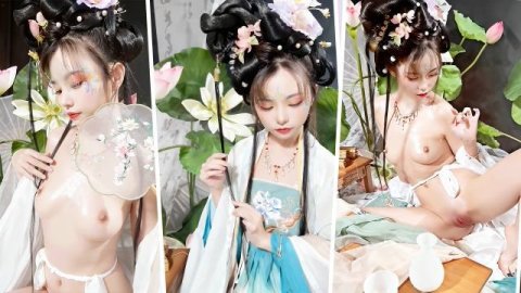 极品少女cos古风仙子全裸福利 白皙胴体极致诱惑上演观音坐莲 写真拍摄现场